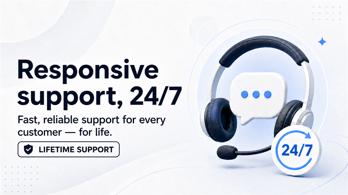Responsive customer support available 24 hours a day, 7 days a week